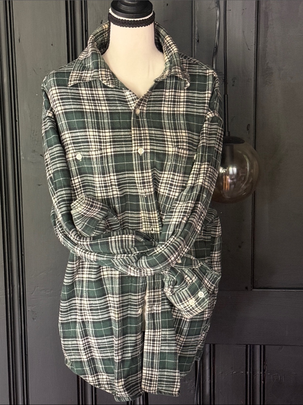 Vintage GAP Green and White Plaid Button-Down Shirt
